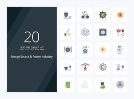 20 Energy Source And Power Industry Flat Color icon for presentation vector