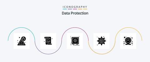 Data Protection Glyph 5 Icon Pack Including ip. address. locker. setting. lock vector