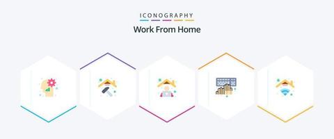 Work From Home 25 Flat icon pack including home. typing. employee. programming. coding vector