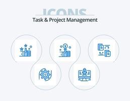 Task And Project Management Blue Icon Pack 5 Icon Design. . transfer. hand. files. investment vector