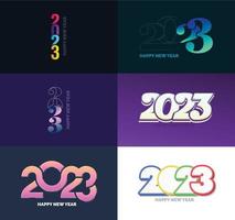 Big Collection of 2023 Happy New Year symbols Cover of business diary for 2023 with wishes vector