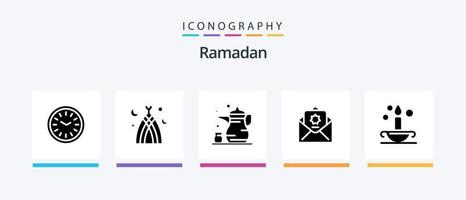 Ramadan Glyph 5 Icon Pack Including . ramadan . month . islam . abrahamic. Creative Icons Design vector