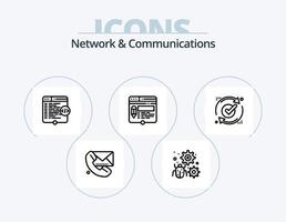 Network And Communications Line Icon Pack 5 Icon Design. page. edit. hand. gear. bug vector