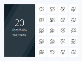 20 Cloud Computing Outline icon for presentation vector
