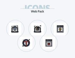 línea de paquete web paquete de iconos llenos 5 diseño de iconos. haciendo sitio web. blogs web. negocio. blogueando blog móvil vector