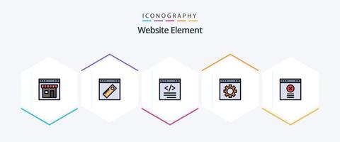 Website Element 25 FilledLine icon pack including interface. browser. web. interface. coding vector