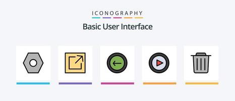 Basic Line Filled 5 Icon Pack Including basic. basic. navigation. back. set. Creative Icons Design vector
