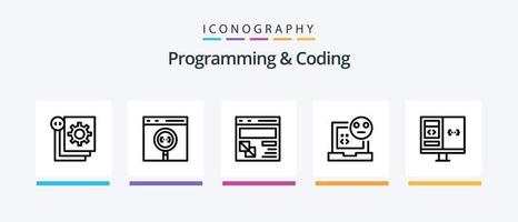 Programming And Coding Line 5 Icon Pack Including develop. code. document. development. css. Creative Icons Design vector