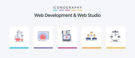 Web Development And Web Studio Flat 5 Icon Pack Including group. company. test. technology. mobile. Creative Icons Design vector