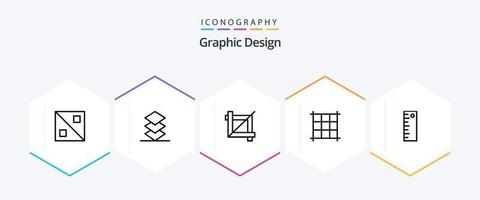 paquete de iconos de 25 líneas de diseño que incluye . gráfico. gobernante vector