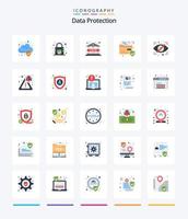 protección de datos creativa 25 paquete de iconos planos como seguridad. seguridad. regulación. privado. bloquear vector