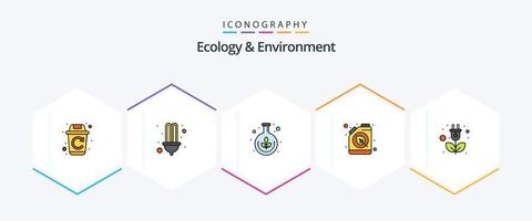 Ecology And Environment 25 FilledLine icon pack including green. fuel. green. energy. conventional vector