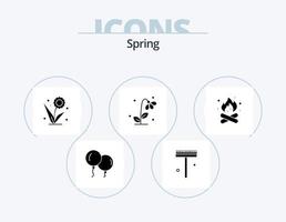 paquete de iconos de glifos de primavera 5 diseño de iconos. . caliente. floral. fuego. acampar vector