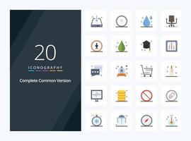 20 Complete Common Version Flat Color icon for presentation vector