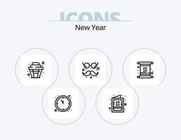 New Year Line Icon Pack 5 Icon Design. . photo. sweet. camera. food vector