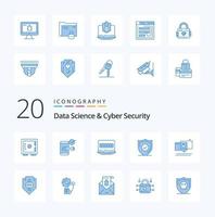 20 Data Science And Cyber Security Blue Color icon Pack like secure protection phone confirm louck vector