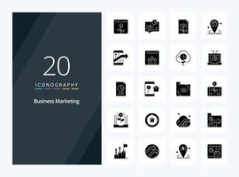 20 Business Marketing Solid Glyph icon for presentation vector