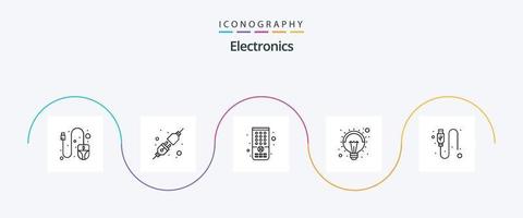 paquete de iconos de línea 5 de electrónica que incluye . USB. televisor. datos. lámpara vector