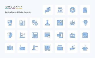 paquete de iconos azules de 25 finanzas bancarias y economía de mercado vector