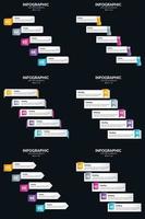 plantilla de diapositiva de presentación del paquete de infografías vectoriales 6 diagramas de ciclo de 5 pasos y líneas de tiempo vector