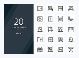 20 Interior Outline icon for presentation vector