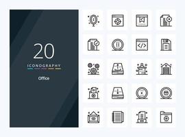 20 Office Outline icon for presentation vector