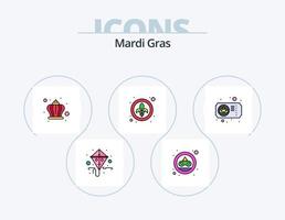 mardi gras línea llena de icono paquete 5 diseño de icono. . rey. alimento. imperio. ojo vector