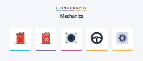 Mechanics Flat 5 Icon Pack Including . setting. fan. option. gear. Creative Icons Design vector