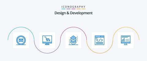 Design and Development Blue 5 Icon Pack Including web development. web content. coding. coding. programing vector