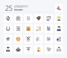 Education 25 Flat Color icon pack including progress. school. education. presentation. teacher vector