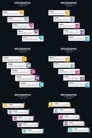 plantilla de diapositiva de presentación del paquete de infografías vectoriales 6 diagramas de ciclo de 5 pasos y líneas de tiempo vector