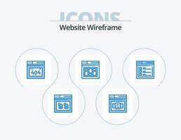 Website Wireframe Blue Icon Pack 5 Icon Design. website. page. error error page. internet. internet vector