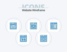 Website Wireframe Blue Icon Pack 5 Icon Design. website. page. error error page. internet. internet vector