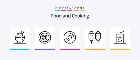 paquete de iconos de la línea de alimentos 5 que incluye. taza. embutido. alimento. diseño de iconos creativos vector