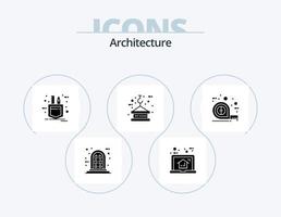 Architecture Glyph Icon Pack 5 Icon Design. measuring. rope. patch. lifting. crane vector