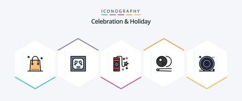 Celebration and Holiday 25 FilledLine icon pack including celebration. snooker. letter. pool. firework vector