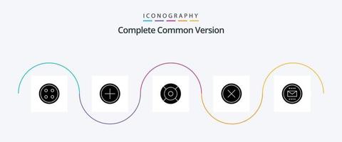 paquete completo de iconos de glifo 5 de versión común que incluye cruz. círculo. nuevo. ux. ayuda vector