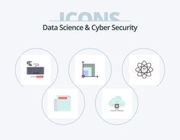 paquete de iconos planos de ciencia de datos y seguridad cibernética 5 diseño de iconos. ciencia de datos datos. teclado. ciencia sistema vector