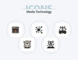 Media Technology Line Filled Icon Pack 5 Icon Design. app. location. radio antenna. gps. folder vector