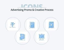 Advertising Promo And Creative Process Blue Icon Pack 5 Icon Design. news. gazette. graph. tools. develop vector