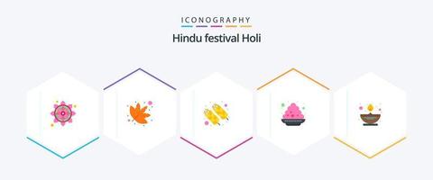 Holi 25 Flat icon pack including flame. festival. farm. india. colour vector