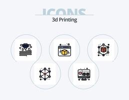 Línea de impresión 3d llena de diseño de iconos del paquete de iconos 5. el plastico. Impresión 3d. 3d. capa. cubo vector