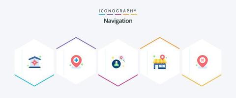 Navigation 25 Flat icon pack including location. map pin. location. shop. address vector