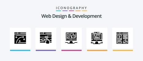 Web Design And Development Glyph 5 Icon Pack Including web . touch . web. design. Creative Icons Design vector