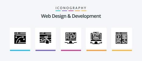 Web Design And Development Glyph 5 Icon Pack Including web . touch . web. design. Creative Icons Design vector