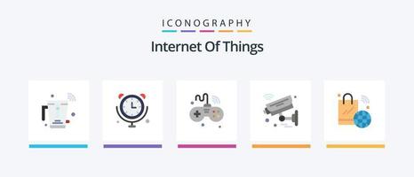 Internet Of Things Flat 5 Icon Pack Including security. internet of things. internet of things. camera. things. Creative Icons Design vector