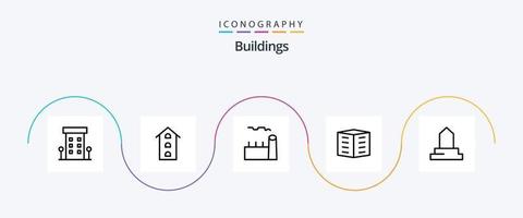 paquete de iconos de la línea 5 de edificios, incluido el edificio islámico. edificio. planta industrial. edificios de oficinas. edificio de la ciudad vector