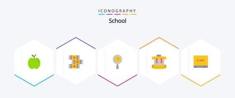 paquete de iconos planos de la escuela 25 que incluye. educación. lupa junta. educación vector