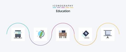 paquete de iconos de educación plana 5 que incluye pizarra. estacionario. borrador. vector