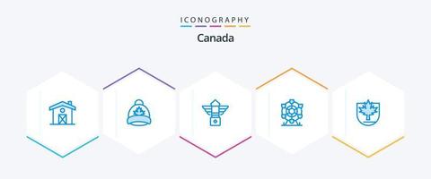 Canadá 25 paquete de iconos azules que incluye Canadá. seguridad. luz. Canadá. parque vector